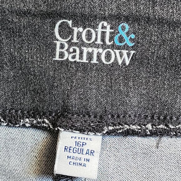 Croft & Barrow Pants Womens Size 16P Solid Grey Gray The Effortless Stretch - Picture 3 of 6